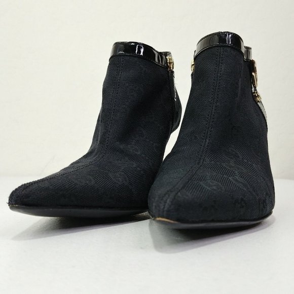 Gucci GG Canvas Monogram Black Ankle Booties D Ring Stiletto Pointed Toe… - Picture 12 of 12